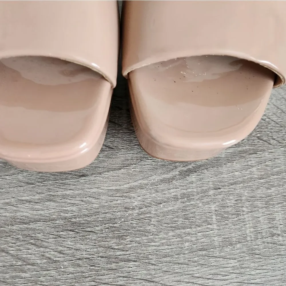 ZARA NEW WOMEN'S  CHUNKY HIGH HEELED FAUX PATENT LEATHER EFFECT PLATFORM  US 10 - Picture 3 of 5